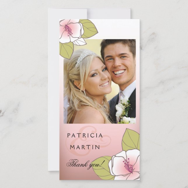 Cartão De Agradecimento Blooming Cherry Blossomo Foto Obrigado rosa (Frente)