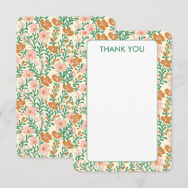 Cartão De Agradecimento Blooms Florais Rosa Verde Selvagem Personalizado F