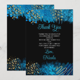 Cartão De Agradecimento Blue Alcohol Ink Sweet Sixteen