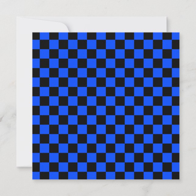 Cartão De Agradecimento Blue and black checkerboard pattern (Frente)