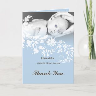 Cartão De Agradecimento Blue baby boy photo Thank you cards