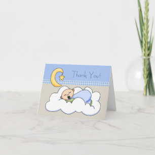 Cartão De Agradecimento Blue Beige Baby Boy Cloud Baby Thank You Cards