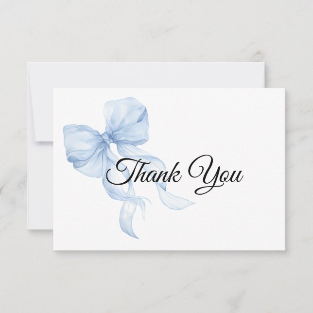 Cartão De Agradecimento Blue bow Thank You Card (Frente)