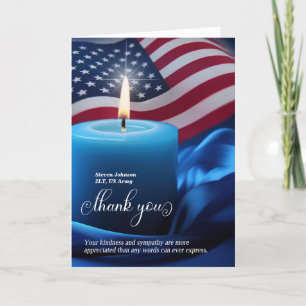 Cartão De Agradecimento Blue Candle American Flag Sympathy