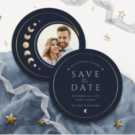 Cartão De Agradecimento Blue Celestial Weding The Date Card