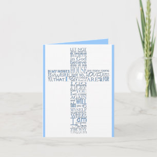 Cartão De Agradecimento Blue Christian Cross John 14 Simpatia Obrigado
