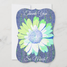 Cartão De Agradecimento Blue Daisy Flower Art Obrigado Flat Card