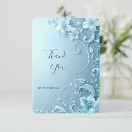 Cartão De Agradecimento Blue Decorative Floral Thank You Card