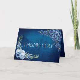 Cartão De Agradecimento Blue Elegant floral summer wedding