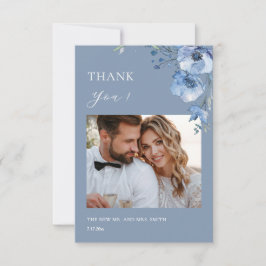 Cartão De Agradecimento Blue Fine Art Flowers Wedding Thank You Card