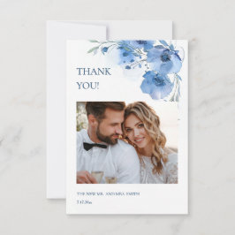 Cartão De Agradecimento Blue Fine Art Flowers Wedding Thank You Card
