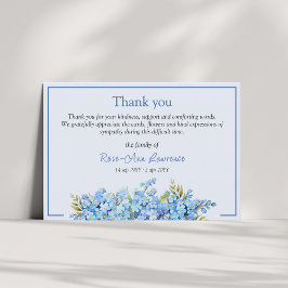 Cartão De Agradecimento Blue floral forget-me-nots flowers funeral