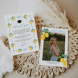 Cartão De Agradecimento Blue Freshly Lemon Citrus Graduation Party