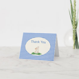 Cartão De Agradecimento Blue Gingham Bunny Thank you Note