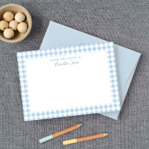Blue Gingham Check Personal Stationery
