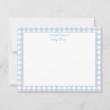 Blue Gingham cheque Personalizado Flat Obrigado