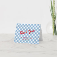 Blue Gingham Red Balloon Upsherin Obrigado Nota