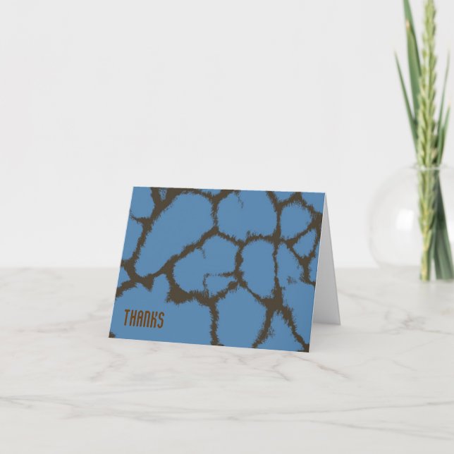 Cartão De Agradecimento Blue Giraffe fur Patterno Obrigado (Frente)
