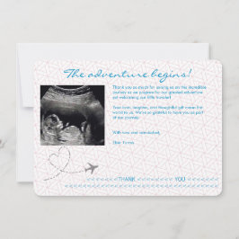 Cartão De Agradecimento Blue Globe Passport Travel Baby Shower