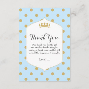 Cartão de Agradecimento Blue & Gold Dots Royal Cro