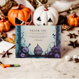 Cartão De Agradecimento Blue Gothic Spooky ONE Birthday