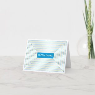 Cartão De Agradecimento Blue Green Stripes Notecard