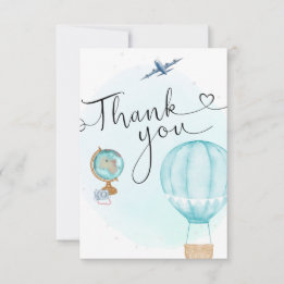 Cartão De Agradecimento Blue Hot Air Balloon Script Muito Obrigado