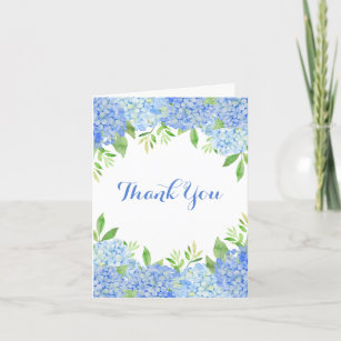 Cartão De Agradecimento Blue Hydrangea Floral Wedding Foto Dentro