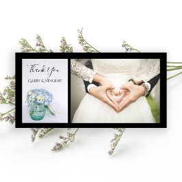 Cartão De Agradecimento Blue Hydrangea Flowers Blue Jar Casamento Obrigado