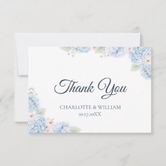 Cartão De Agradecimento Blue Hydrangea Watercolor Floral Thank You Card