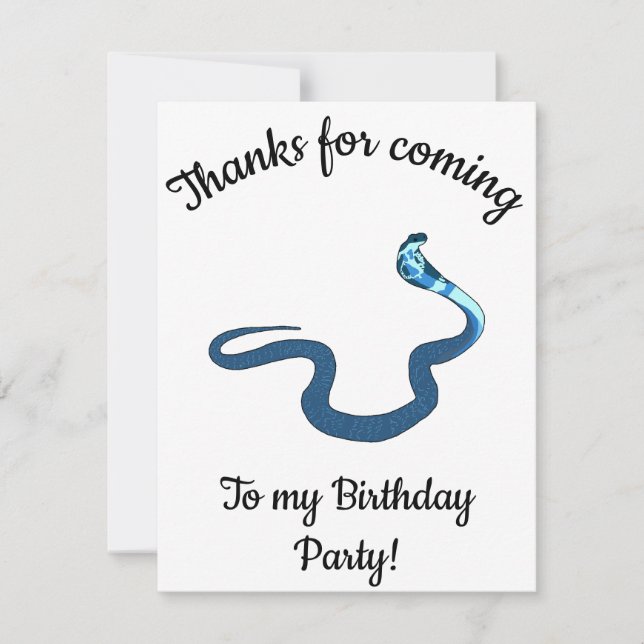 Cartão De Agradecimento Blue King Cobra Feliz Aniversário  (Frente)