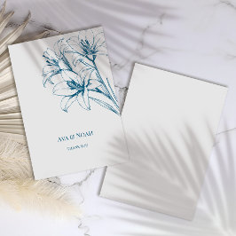 Cartão De Agradecimento Blue Lily Outline Wedding