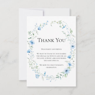 Cartão De Agradecimento Blue Meadow Wildflower Personalized Wedding Gratit