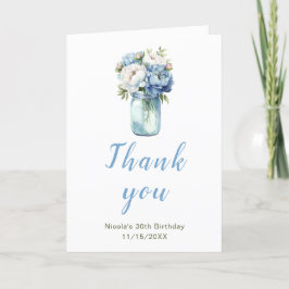 Cartão De Agradecimento Blue Peonies Mason Jar Birthday