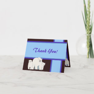 Cartão De Agradecimento Blue Polar Bears Thank You Card