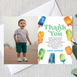 Cartão De Agradecimento Blue Retro Popsicle Custom Picture Birthday Party