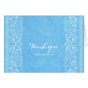 Cartão de Agradecimento Blue Rustic Paisley Countr