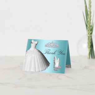 Cartão De Agradecimento Blue Sparkle Glitter Dress & Heels Thank You Card