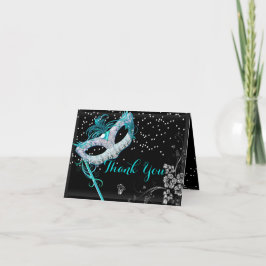 Cartão de Agradecimento Blue Sparkle Masquerade