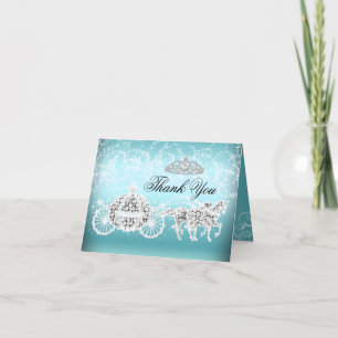 Cartão De Agradecimento Blue Sparkle Princess Theme Thank You Card