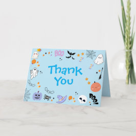 Cartão De Agradecimento Blue Spooky One Fantasma Bonito Aniversário de 1 a