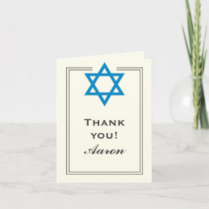 Cartão De Agradecimento Blue Star of David Bar Mitzvah Thank You