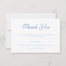 Cartão De Agradecimento Blue Text White Wedding Thank You