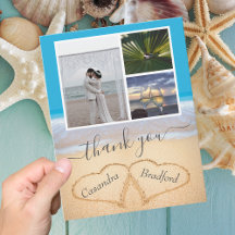 Blue Tropical Beach Hearts in Sand Wedding