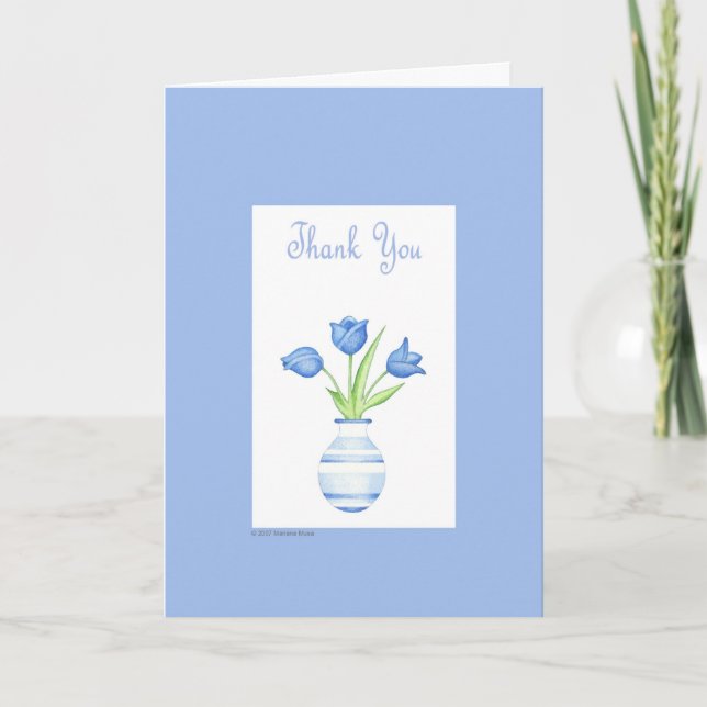 Cartão De Agradecimento Blue Vase Obrigado (Frente)