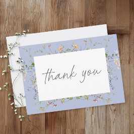 Cartão De Agradecimento Blue Wildflower Garden Elegant Wedding