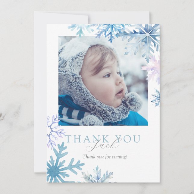 Cartão De Agradecimento Blue Winter Wonderland photo thank you card (Frente)