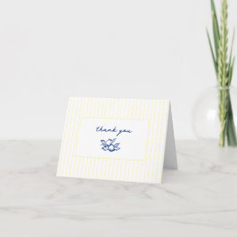 Cartão De Agradecimento Blue & Yellow Doodle Lemons Bridal Shower