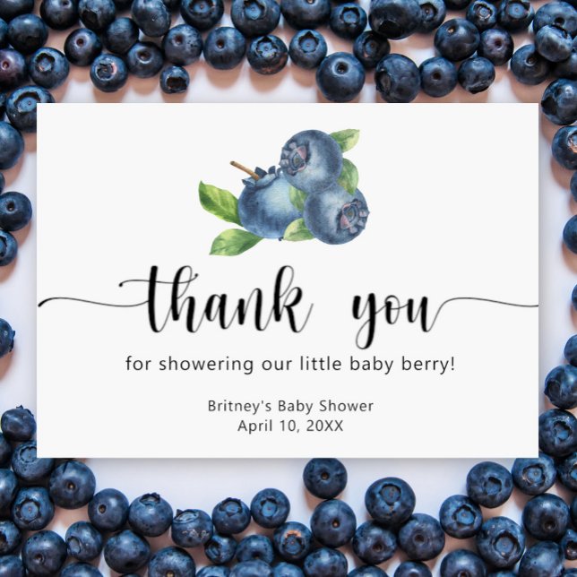 Cartão De Agradecimento Blueberries baby shower - thank you (Criador carregado)