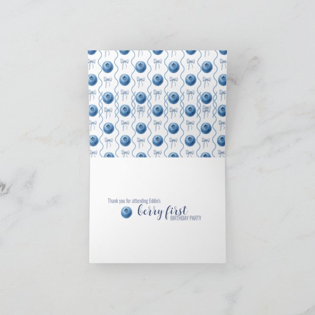 Cartão De Agradecimento Blueberry Baby's Berry First 1st Birthday Party (Interior)
